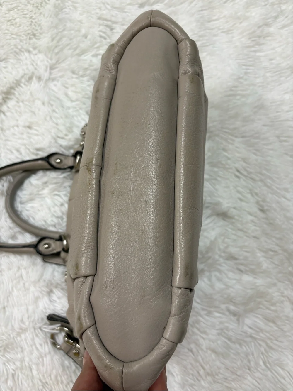 Coach Leather Satchel in Light Taupe with Gold Hardware